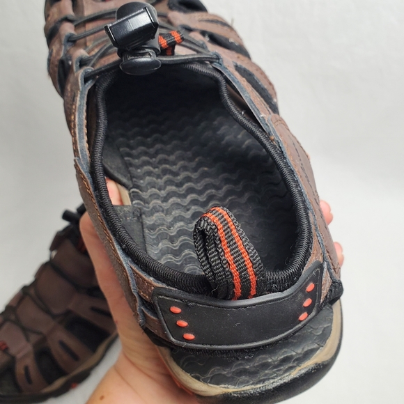 Eddie Bauer Men's Troy Brown Leather Bump Toe Cinch Cord Sandals Size 9 - Picture 10 of 12